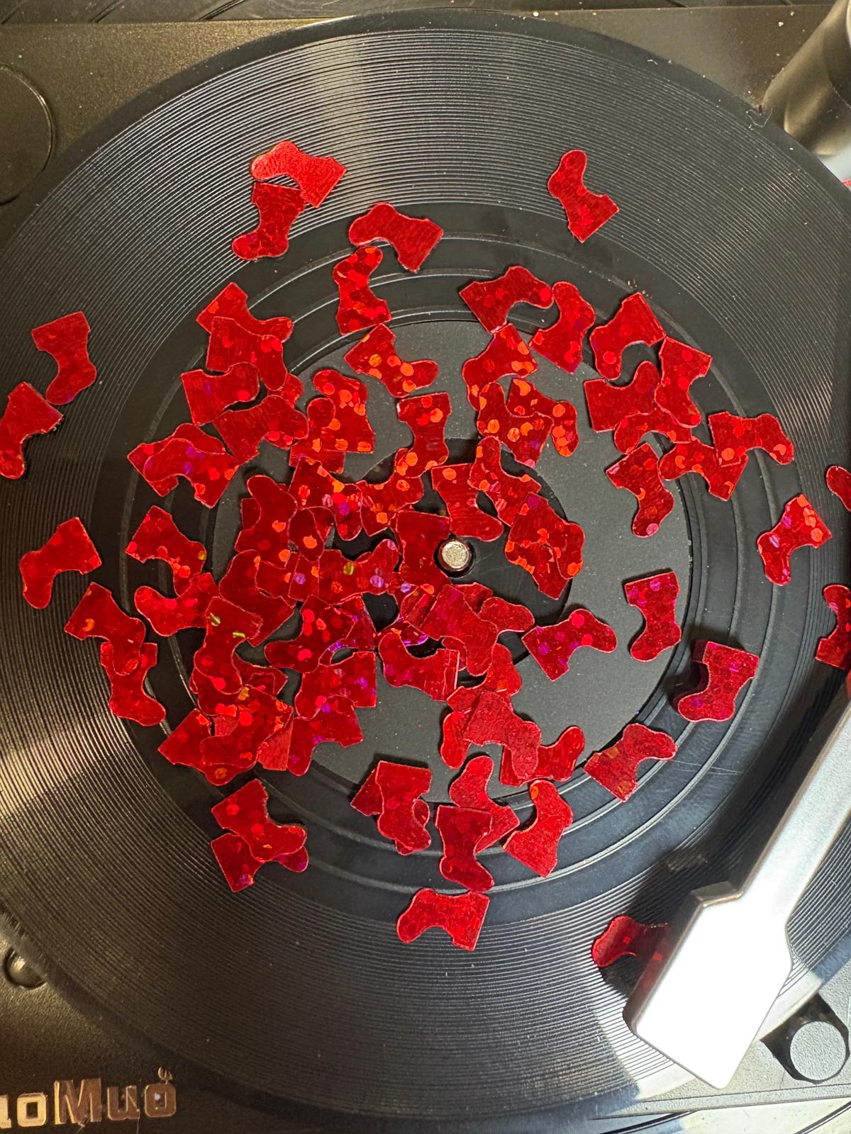 Red Holographic Stockings Shape Glitter