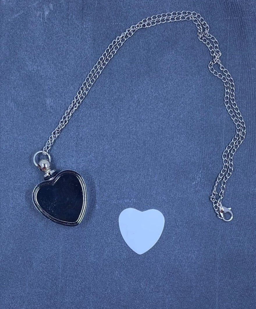 Silver Urn Photo Heart Necklace