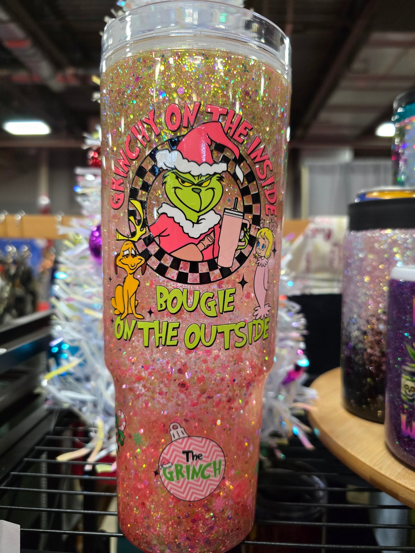 #40 40oz Grinchy on the Inside Snowglobe