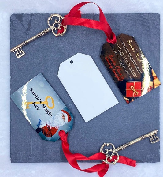 MDF Santa Keys with Tag, Ribbon and Metal Keys Pack of 9