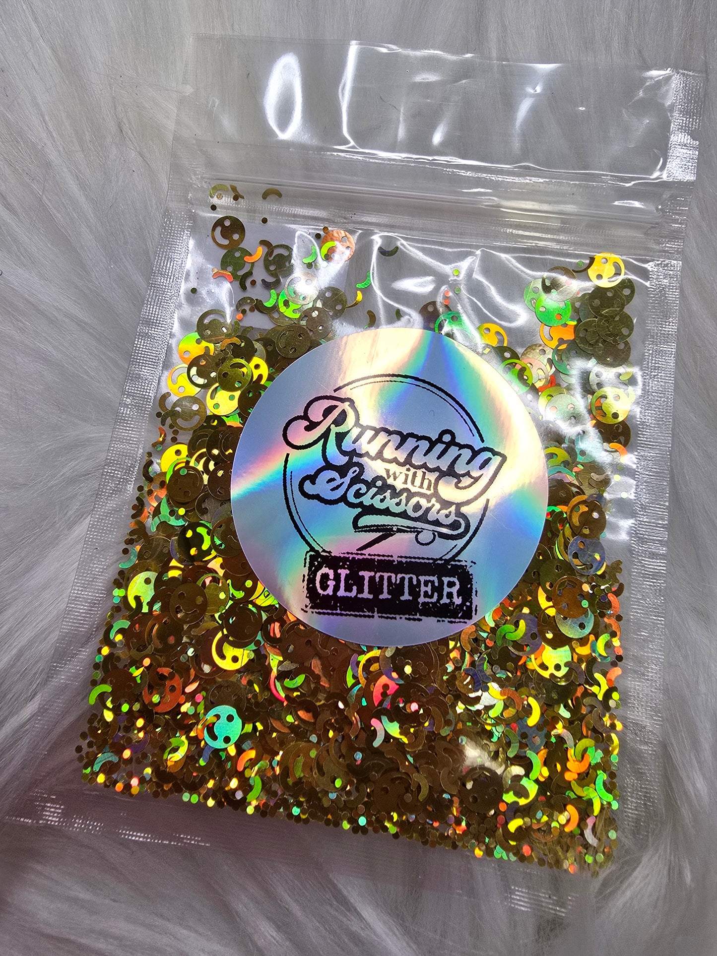 Gold Holographic Smiley faces
