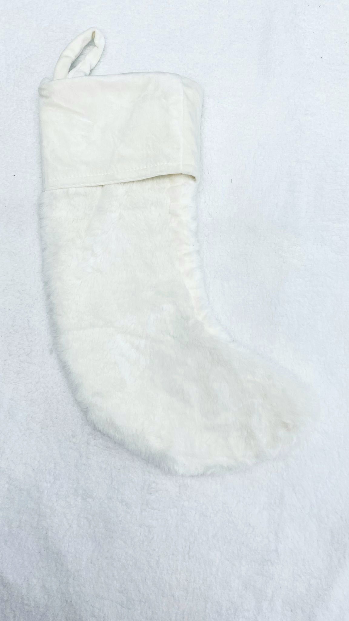 Cream Fluffy Stocking 12”
