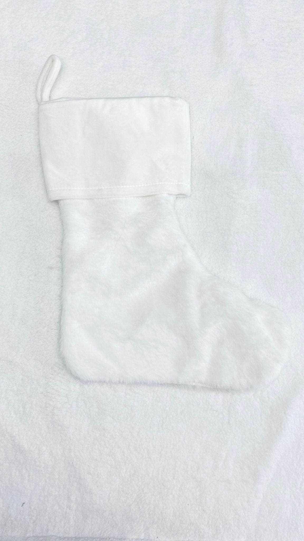 White Fluffy Stocking 12”