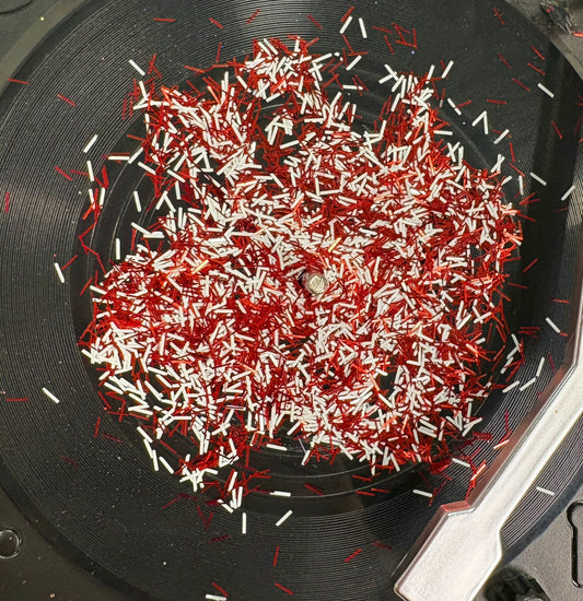 Red and White Tinsel Glitter
