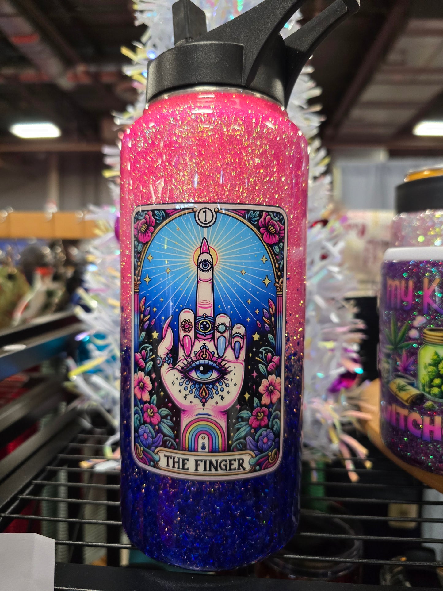 #71 32oz Hydrosport The Finger Pink blue ombré