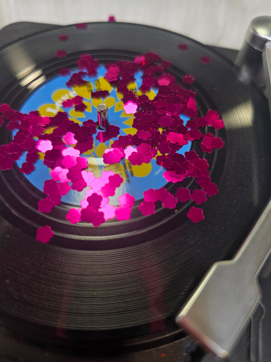 Magenta metallic Flower shape glitter