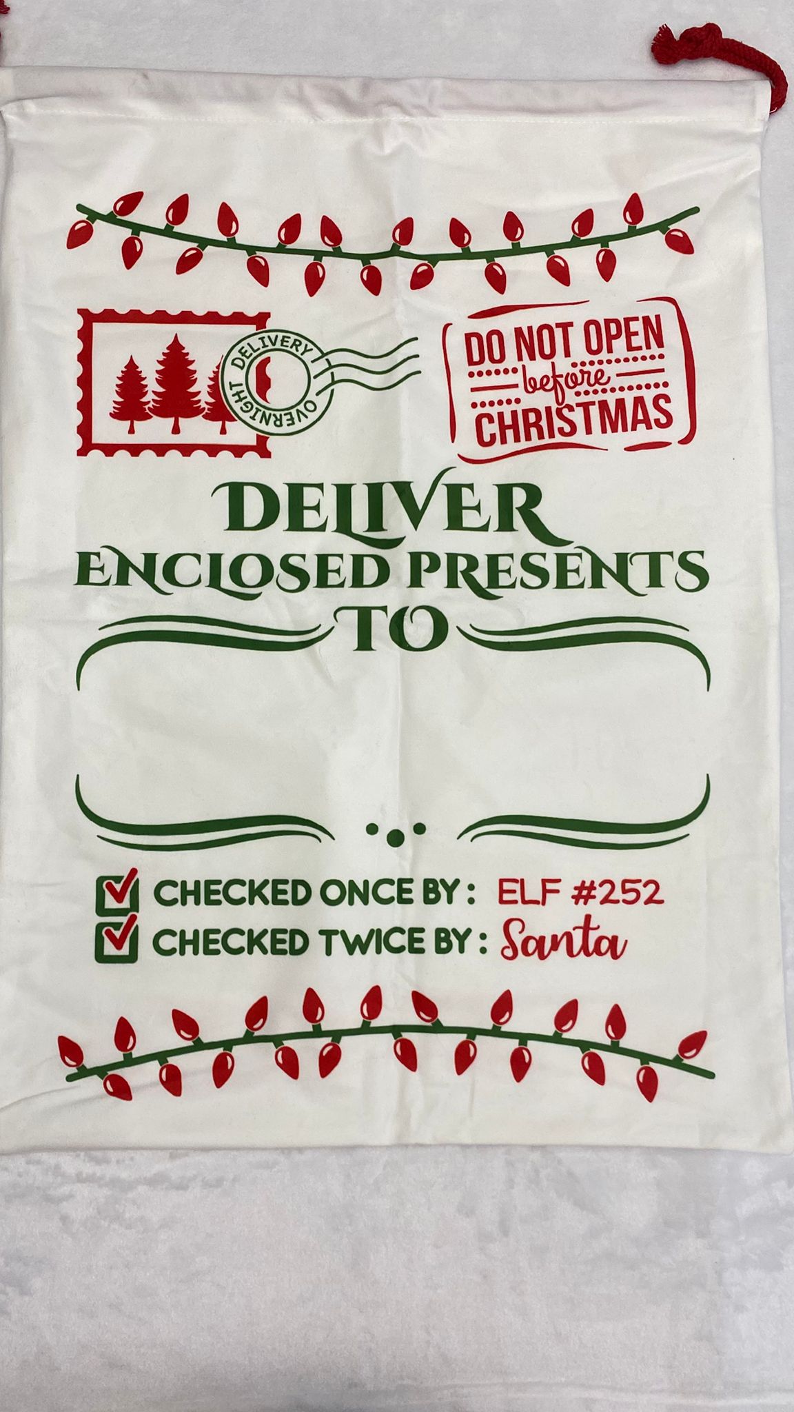 Santa Delivery Enclosed Santa Sack 8pk