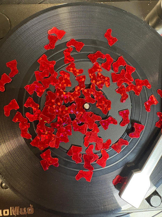 Red Holographic Stockings Shape Glitter