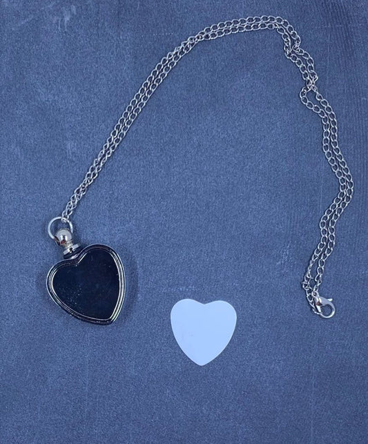 Silver Urn Photo Heart Necklace